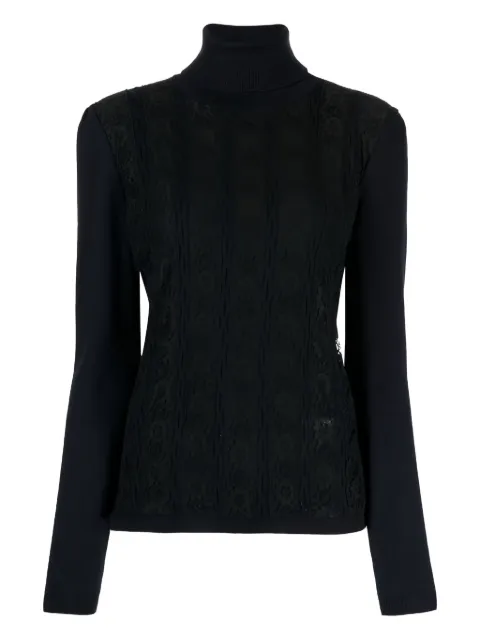 Valentino Garavani Pre-Owned lace-panelled roll-neck jumper Blue CSCRVALJUMP7036