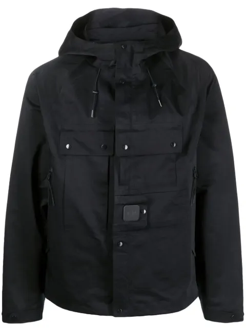 C.P. Company logo-patch zip-up hooded jacket Blue 14CMOW011A006258A
