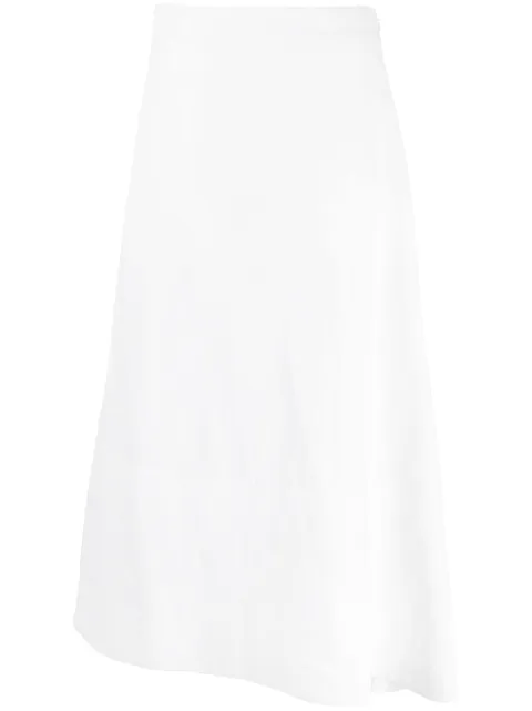 Jil Sander asymmetric linen midi skirt White J04MA0006J60001