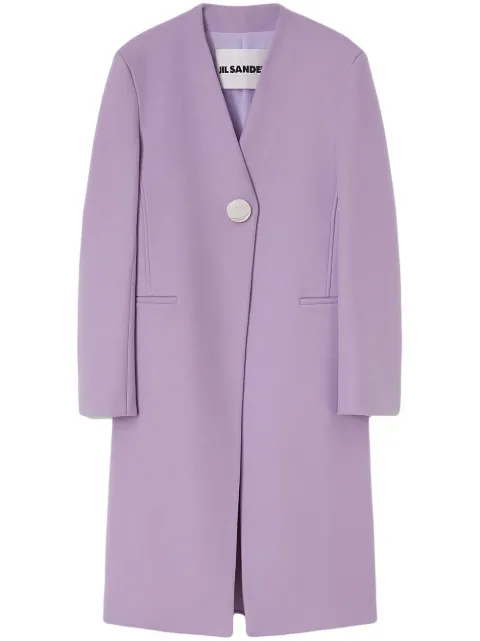 Jil Sander V-neck single-breasted coat Purple J01AA0101J35002