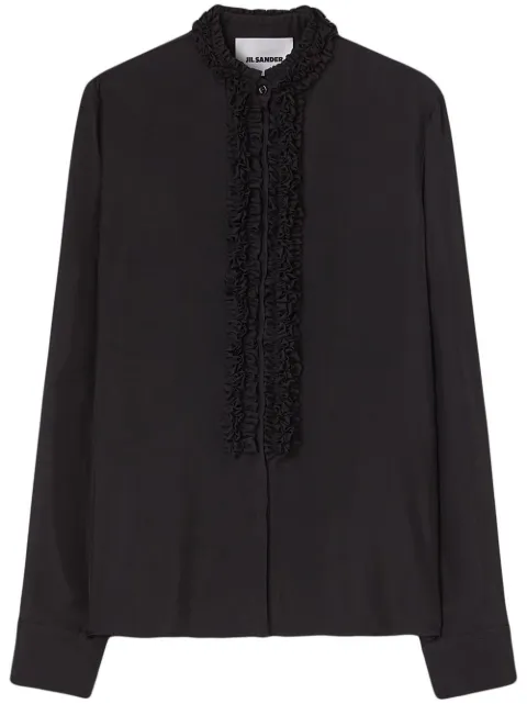 Jil Sander ruffle-trim long-sleeved shirt Black J01DL0107J65052