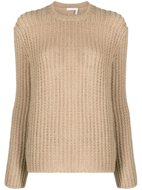 Chloé crew-neck waffle-knit jumper Neutrals CHC23SMP13630