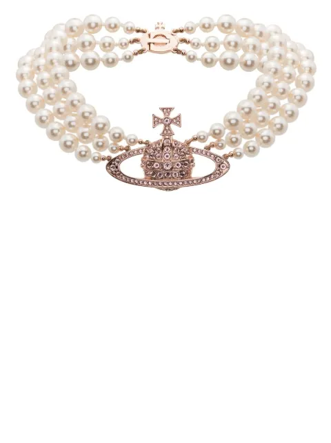 Vivienne Westwood Messaline Orb three-row chocker Gold 6303000702G128