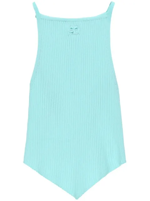 Courrèges Pointy rib-knit tank top Blue 123MTO042FI0001