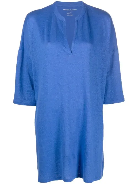 Majestic Filatures three-quarter sleeve tunic top Blue M011FTQ007TUNIQUE