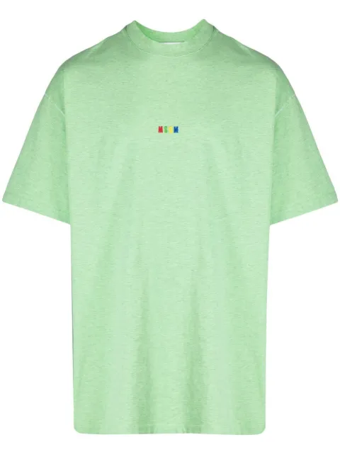 MSGM embroidered-logo cotton T-shirt Green 3440MM16023700536