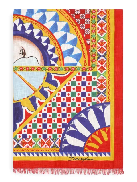 Dolce & Gabbana Sicilian carretto-print beach towel Red TCF016TCAK1