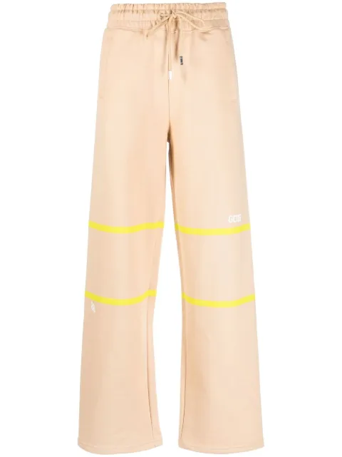 GCDS stripe-detail cotton sweatpants Brown SS23W290103