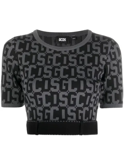GCDS Matilda monogram cropped top Black SS23W430925