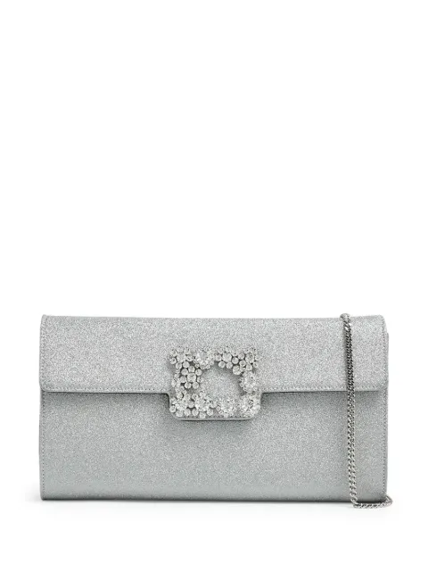 Roger Vivier Flower Buckled clutch bag Silver RBWAMFD0200JQO