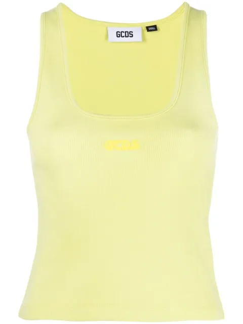 GCDS logo-print cotton tank top Green SS23W140110