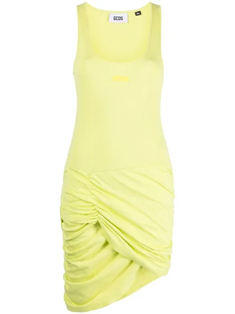 GCDS gathered-detail sleeveless cotton dress Green SS23W590112