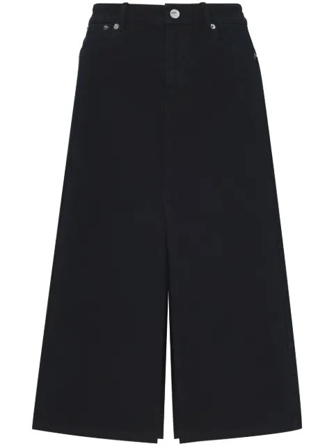 Proenza Schouler White Label Sloan washed-denim mid skirt Black WL2345141DC055