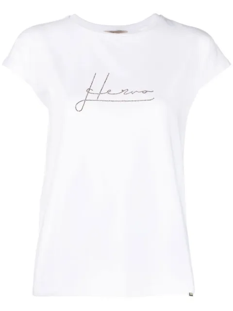 Herno crystal-embellished logo T-shirt White JG000170D52009