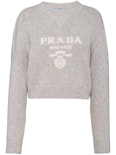 Prada wool and cashmere crew-neck sweater Grey P24U1TS2311YMW