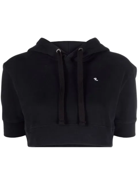 Raf Simons cropped short-sleeve hoodie Black 231W174190040099