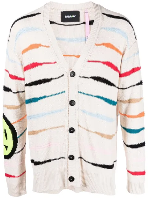 BARROW stripe-print V-neck cardigan Neutrals 033956