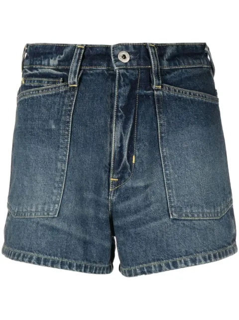 Kenzo logo-patch denim short shorts Blue FD52DS2246B2