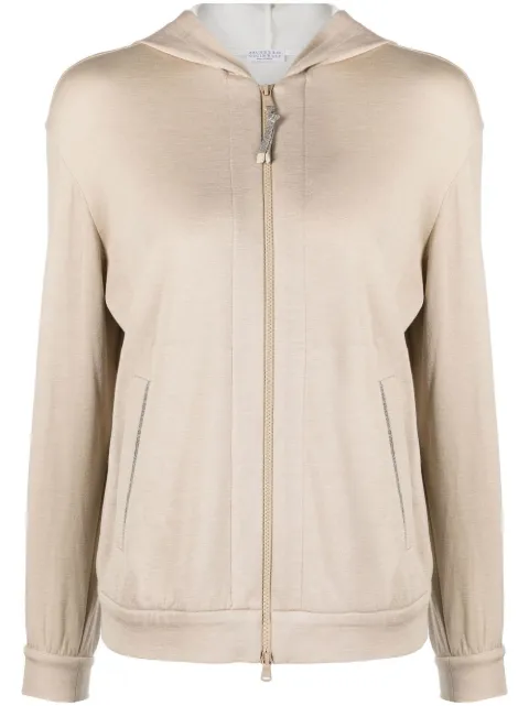 Brunello Cucinelli two-pocket zip-up hoodie Neutrals MD828SB806C9066