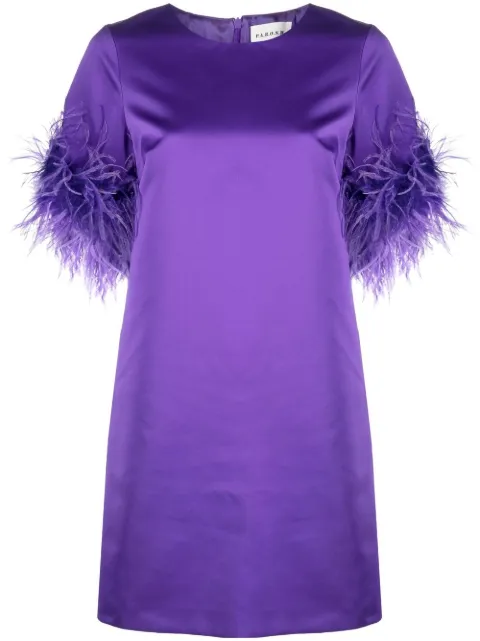 P.A.R.O.S.H. feather-trim satin dress Purple D725146PPARTY23