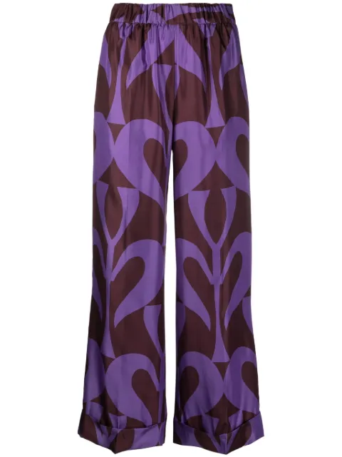 P.A.R.O.S.H. graphic-print high-waisted trousers Brown SONDED231467