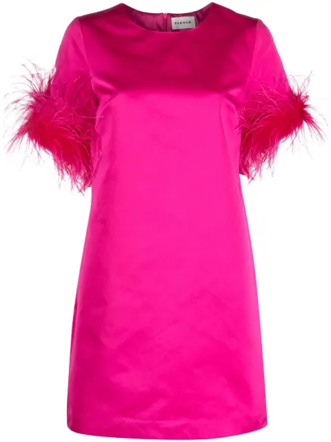 P.A.R.O.S.H. feather-trim satin dress Pink D725146PPARTY23