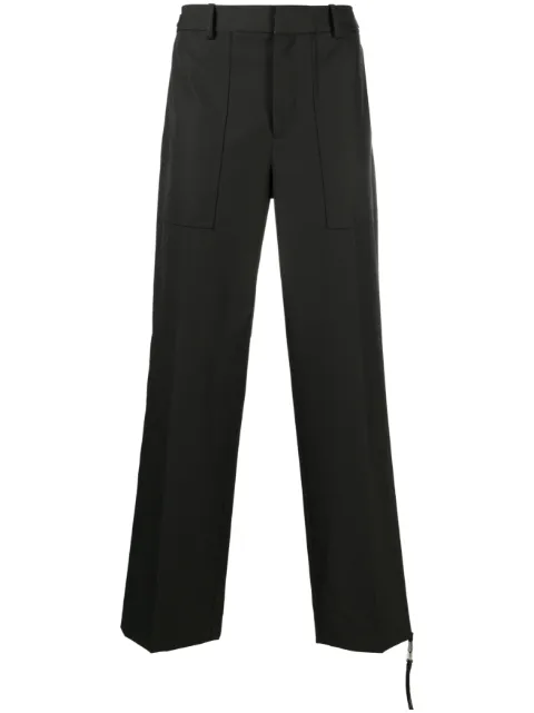 Helmut Lang buckle-detail cotton trousers Green N02HM201