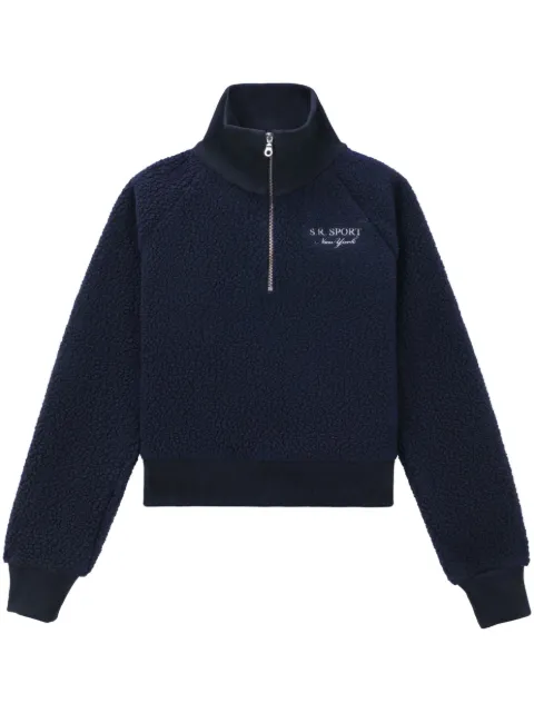 Sporty & Rich half-zip fleece sweatshirt Blue QZ662NA