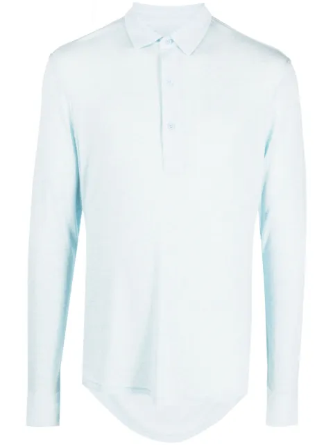 Orlebar Brown piqué long-sleeve polo shirt Blue 277594