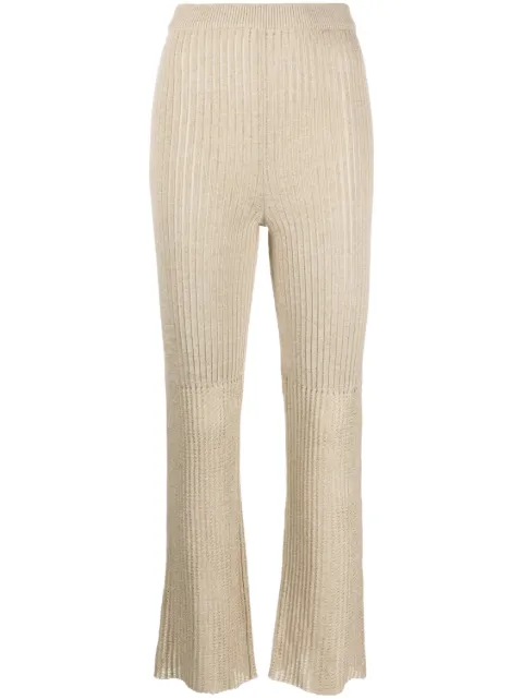 Nanushka high-waisted ribbed-knit trousers Neutrals NW23SSPA00973