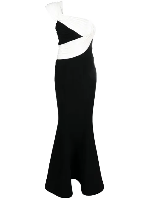 Gaby Charbachy draped one-shoulder long dress Black GCS1502