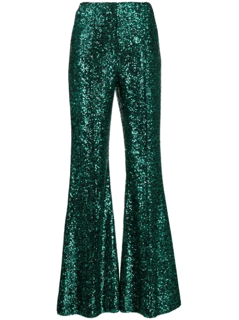 Elie Saab sequin-embellished flared trousers Green 13528AW22