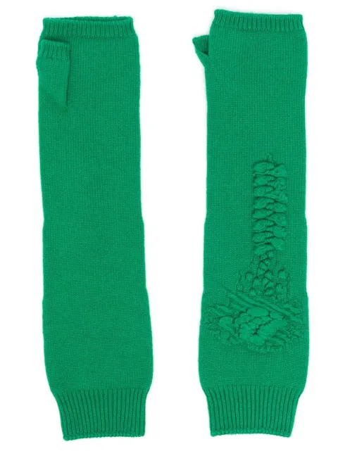 Barrie cashmere fingerless mittens Green C30832