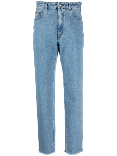 GCDS crystal-embellished detail straight jeans Blue SS23W350205