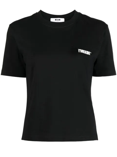 MSGM logo-patch short-sleeve T-shirt Black 3441MDM189237002