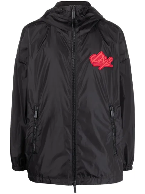 DSQUARED2 chest logo-patch hooded jacket Black S74AM1347S53817