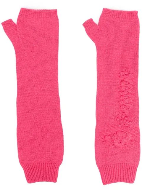 Barrie cashmere fingerless mittens Pink C30832