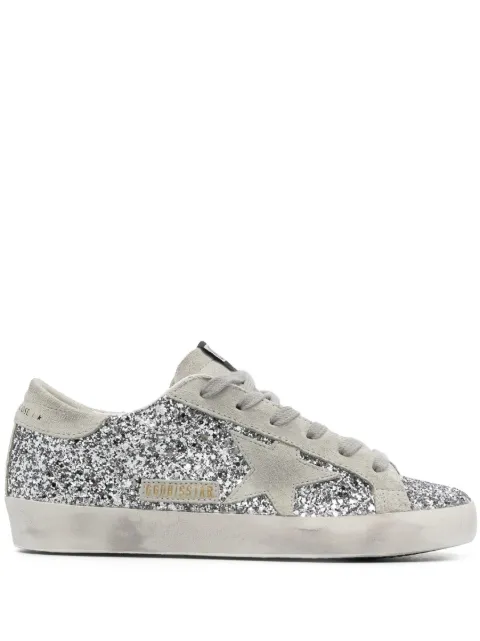 Golden Goose Super-Star trainers in silver glitter with ice-gray suede star Silver GWF00101F000416