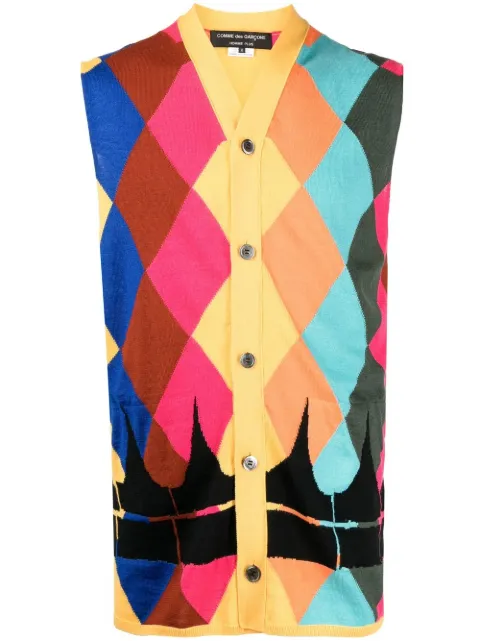 Comme des Garçons Homme Plus argyle intarsia-knit cardigan Yellow PKN004