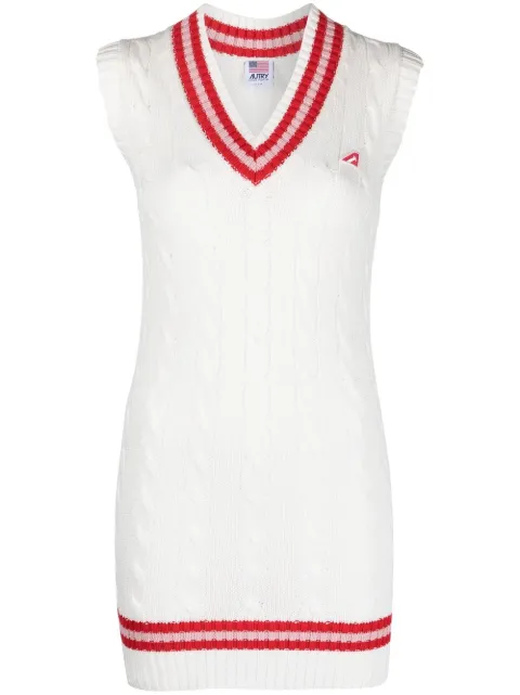 Autry V-neck cable-knit vest White VETW2491