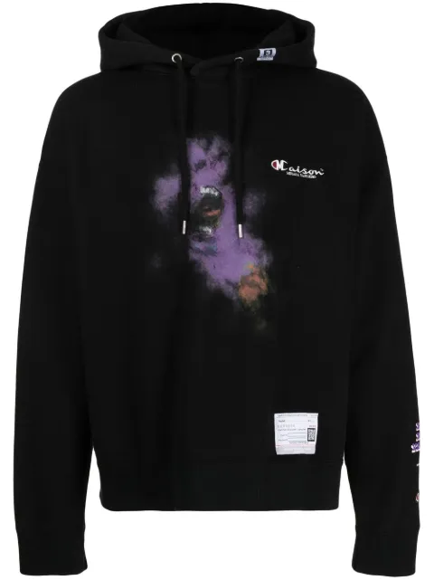 Maison MIHARA YASUHIRO embroidered-logo long-sleeve hoodie Black A10HD722