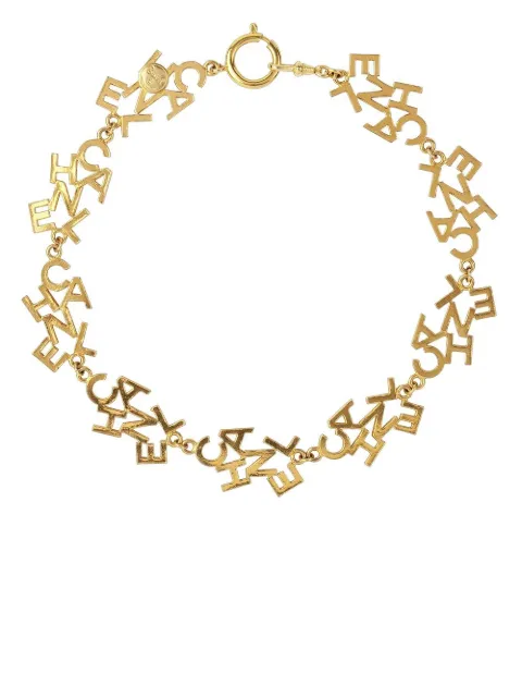 CHANEL Pre-Owned 1980s logo lettering necklace Gold NL025200
