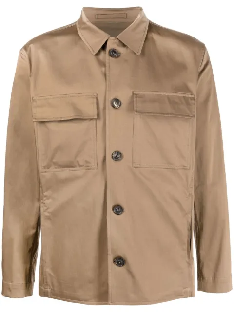 Lardini long-sleeve stretch-cotton shirt Brown EPUGO2EPSS60428