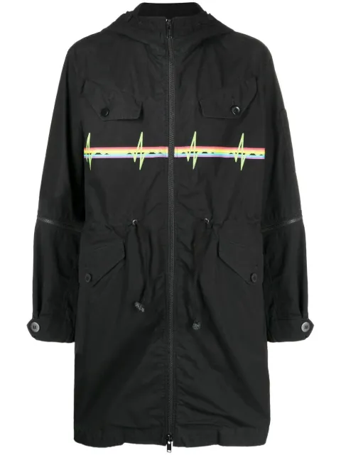 Undercover graphic-print hooded parka Black UC1C43041