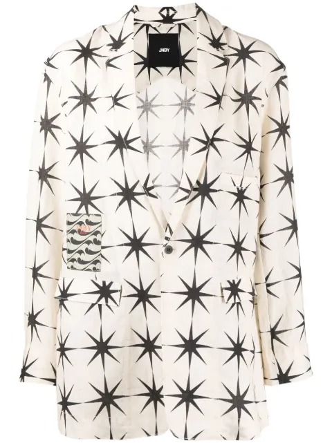JNBY printed linen blazer Brown 5N2714500