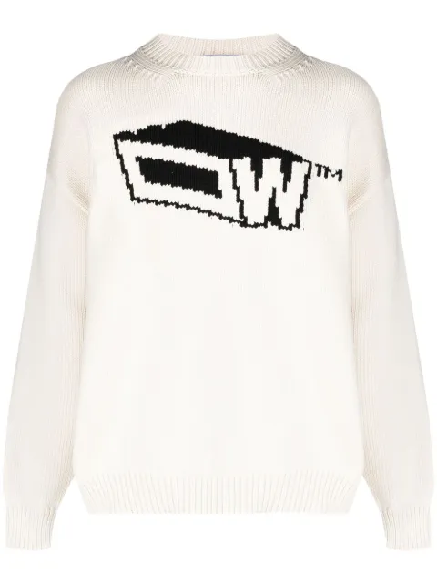 Off-White Graffiti Zine intarsia-logo knitted jumper White OMHE153S23KNI0020310