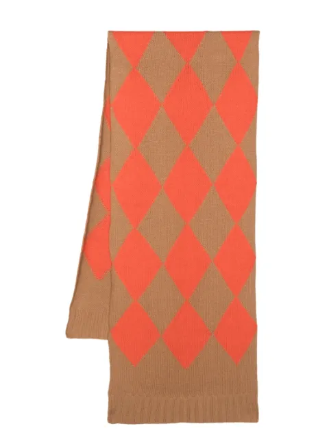 La DoubleJ argyle-pattern knitted scarf Brown SCA0029KNI064VAR0123
