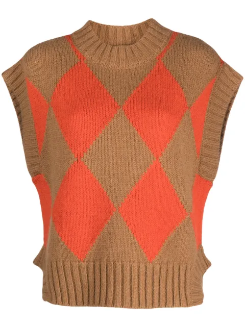 La DoubleJ argyle-print knitted vest Neutrals TOP0077KNI064VAR0123