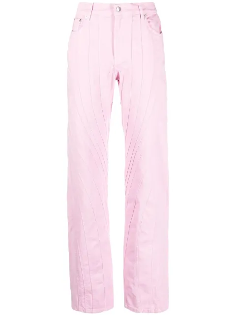 Mugler spiral-seam trousers Pink 22W6PA0327211