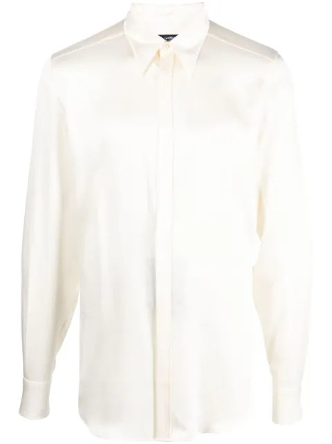 Dolce & Gabbana long-sleeved silk shirt White G5JL8TFU1AU